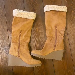 Nine West Wedge Boots. EUC